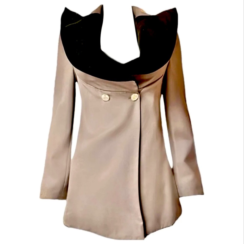 Vivienne Westwood vintage camel wool coat w/ velvet lapels (circa early 1990s)